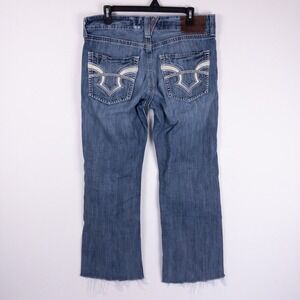 Big Star Pioneer Jeans Mens Size 33R (34x27) Boot Cut Distressed Raw Hem Buckle